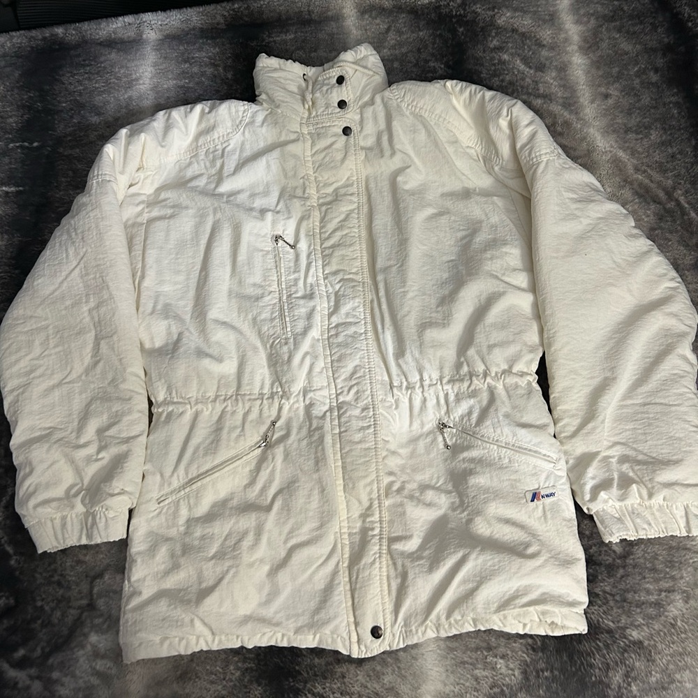 K-WAY puffy ladies white jacket Vintage made in France